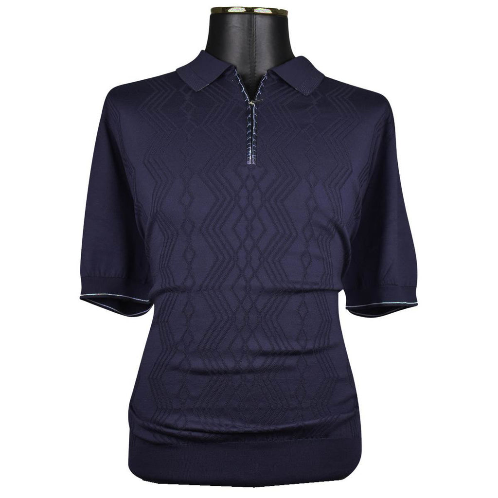 Zilli ZILLI Blue Silk Polo Half Zip Blue 000