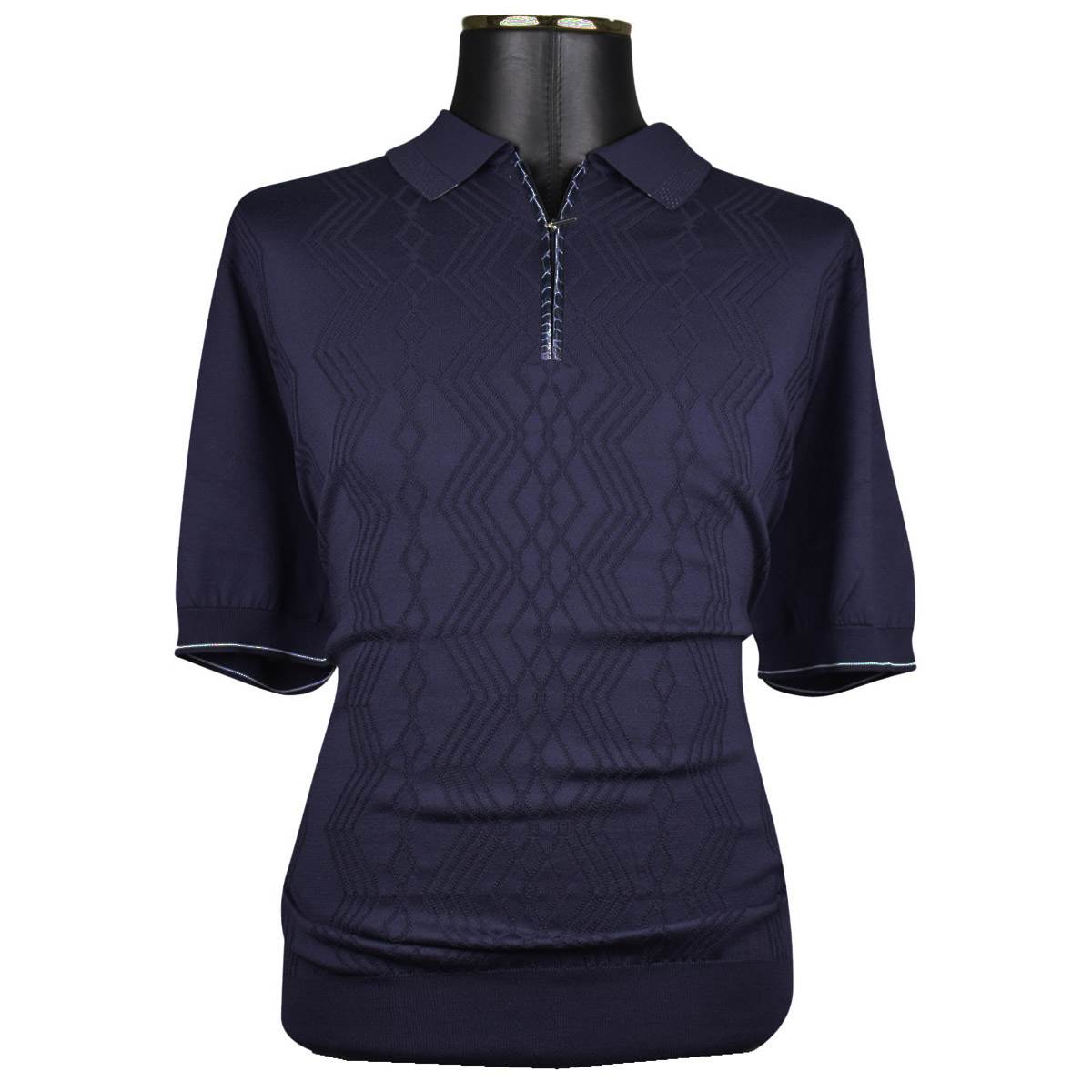 Zilli ZILLI Blue Silk Polo Half Zip Blue 000
