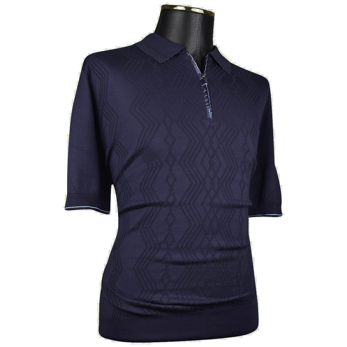 Zilli ZILLI Blue Silk Polo Half Zip Blue 001