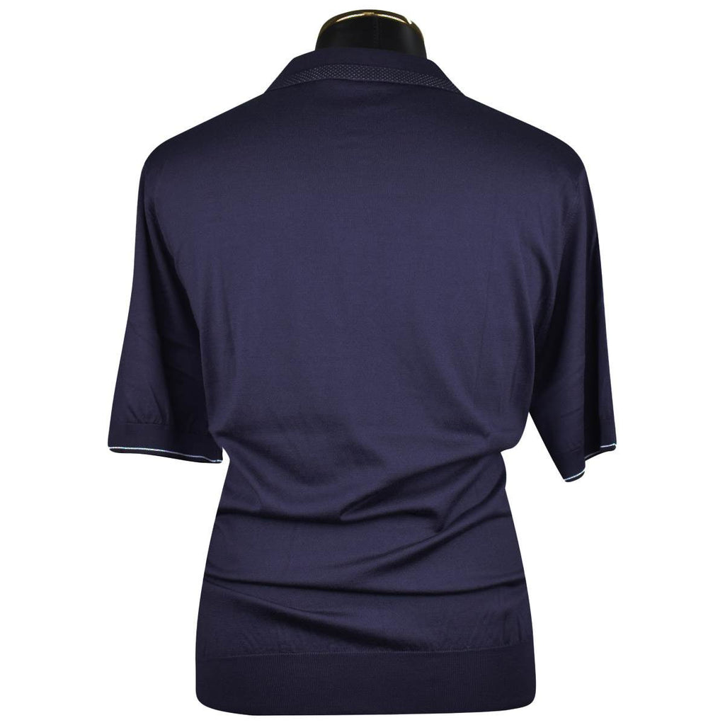 ZILLI Blue Silk Polo Half Zip