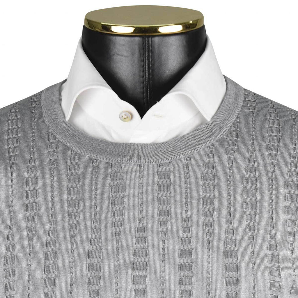 ZILLI Gray Cashmere Silk Sweater Crewneck