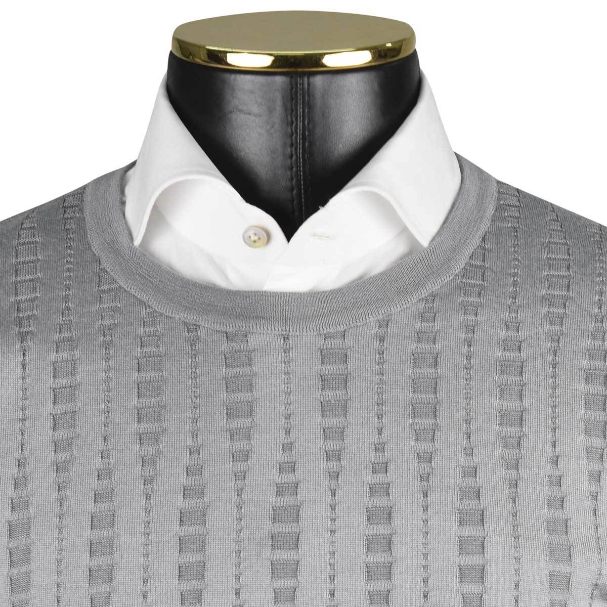ZILLI Gray Cashmere Silk Sweater Crewneck