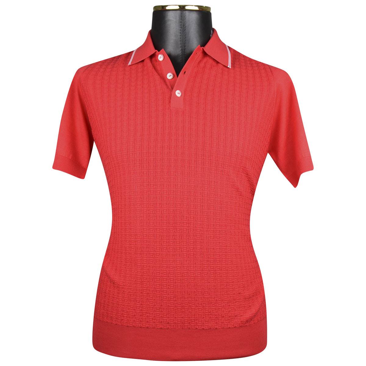 Zilli ZILLI Red Silk Cotton Polo Half Button Red 000