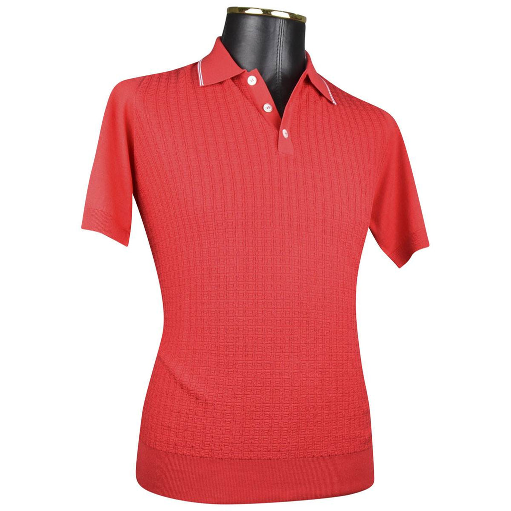 Zilli ZILLI Red Silk Cotton Polo Half Button Red 001