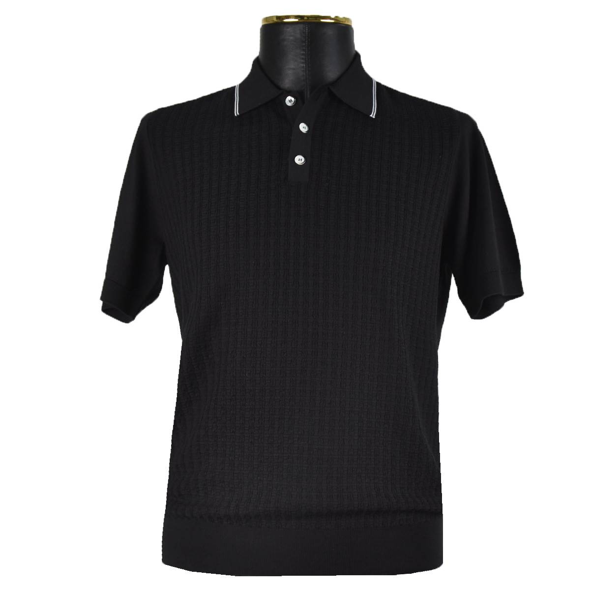 Zilli ZILLI Black Silk Cotton Polo Half Button Black 000