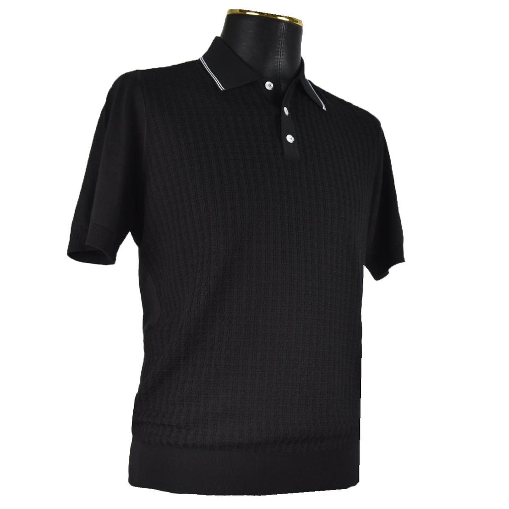 Zilli ZILLI Black Silk Cotton Polo Half Button Black 001
