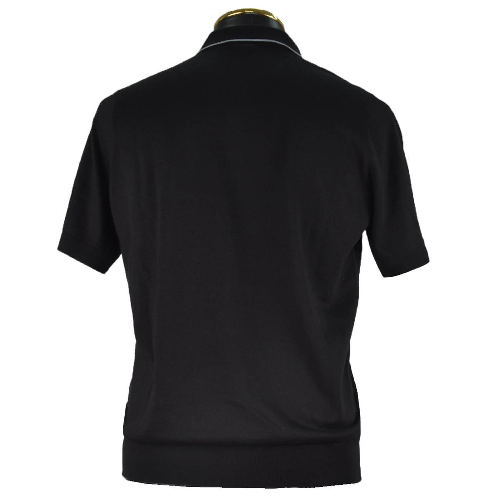 ZILLI Black Silk Cotton Polo Half Button