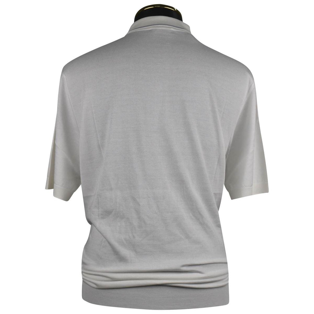 ZILLI White Silk Cotton Polo Half Button