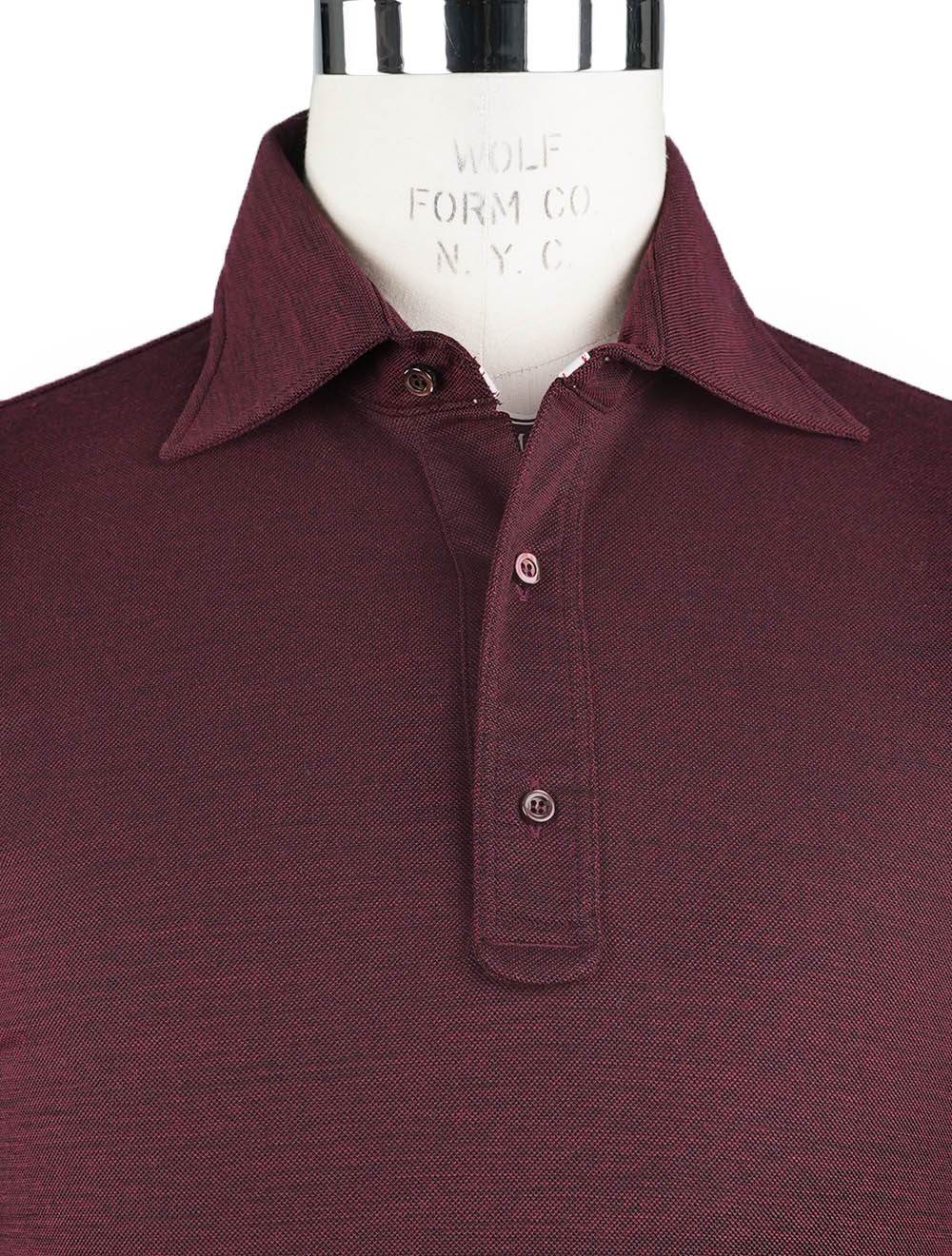 Isaia Burgundy Wool Sweater Polo