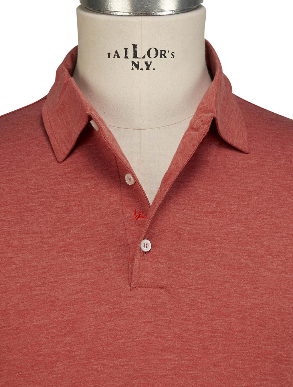Isaia Red Silk Cotton Polo
