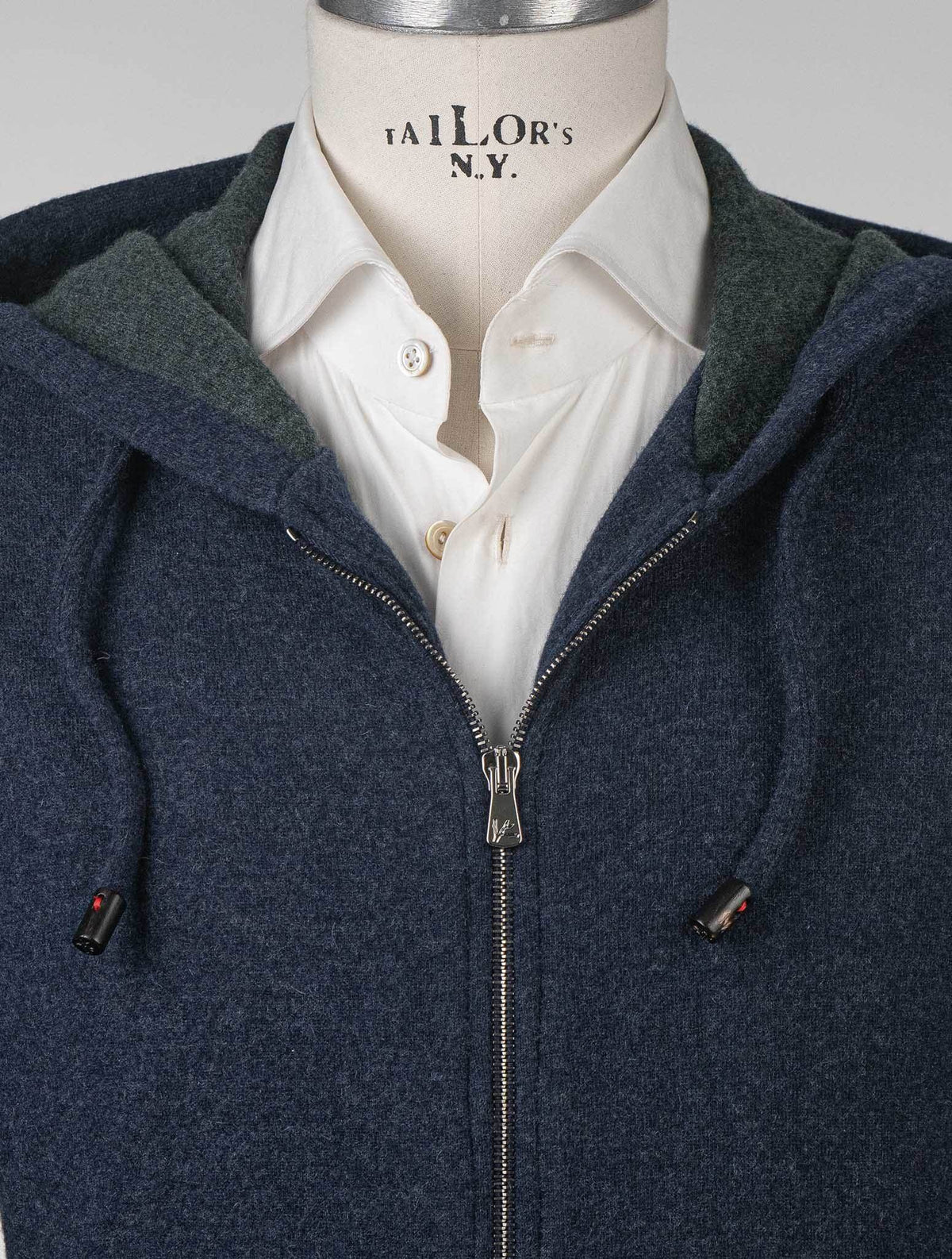 Isaia Blue Cashmere Pa Sweater Full Zip