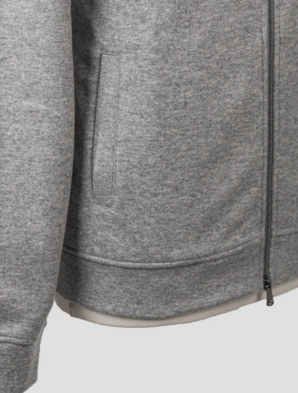 Isaia Gray Cashmere Pa Sweater Full Zip Hoodie
