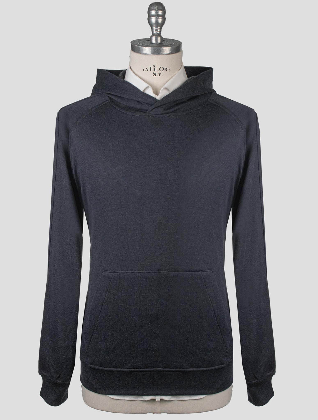 Isaia Blue Cotton Cashmere Silk Pa Sweater Hoodie