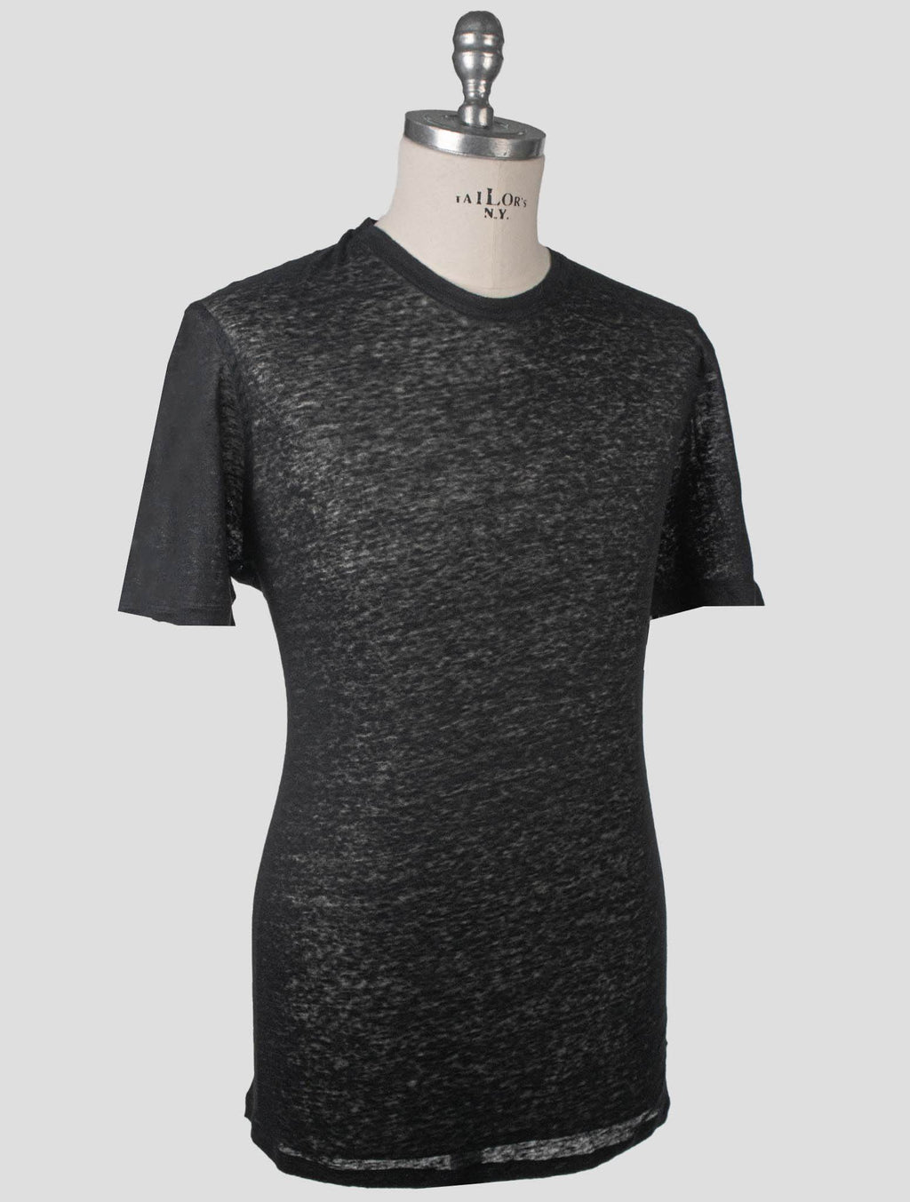 Isaia Isaia Black Linen T-Shirt Blue 001