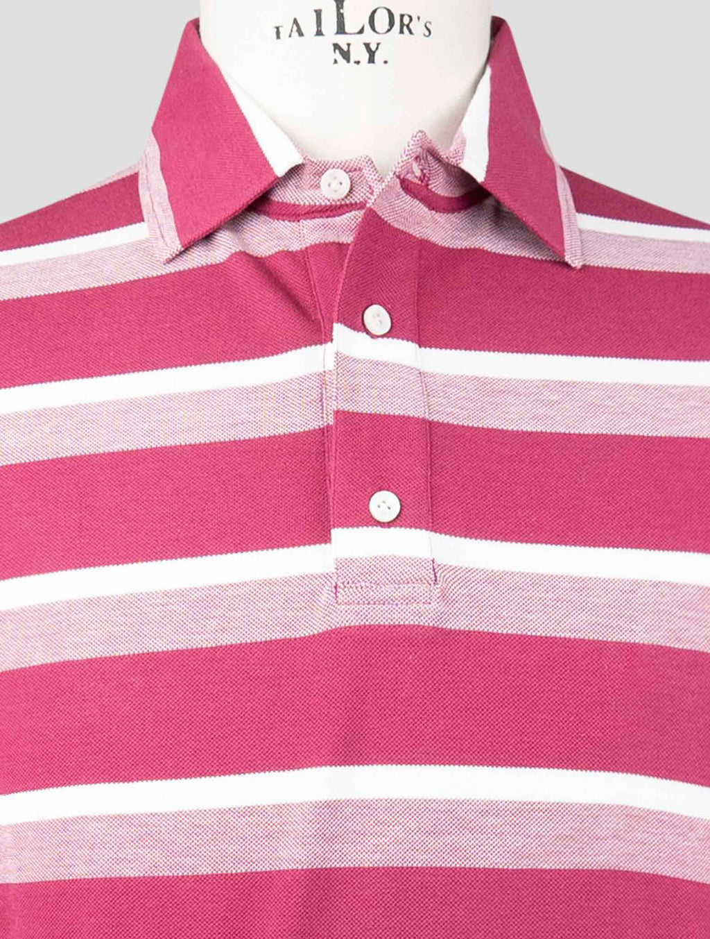 Isaia Violet White Cotton Polo