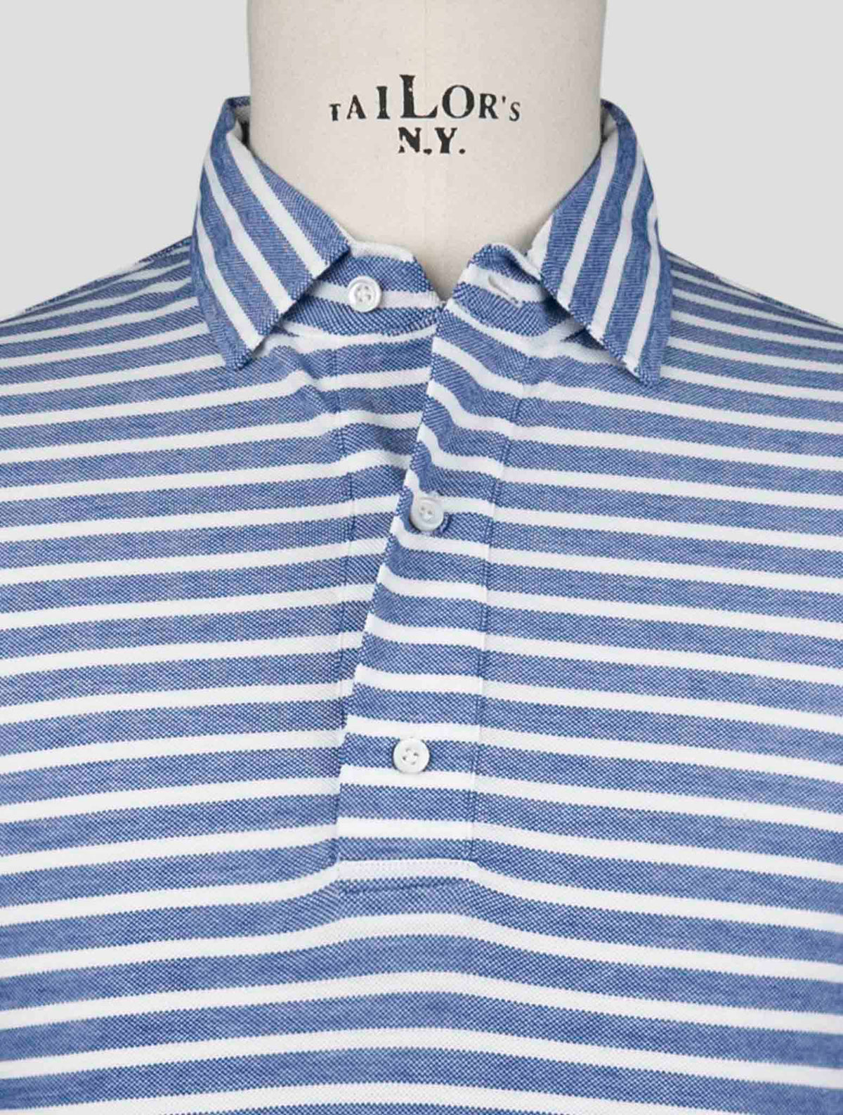 Isaia Blue White Cotton Polo