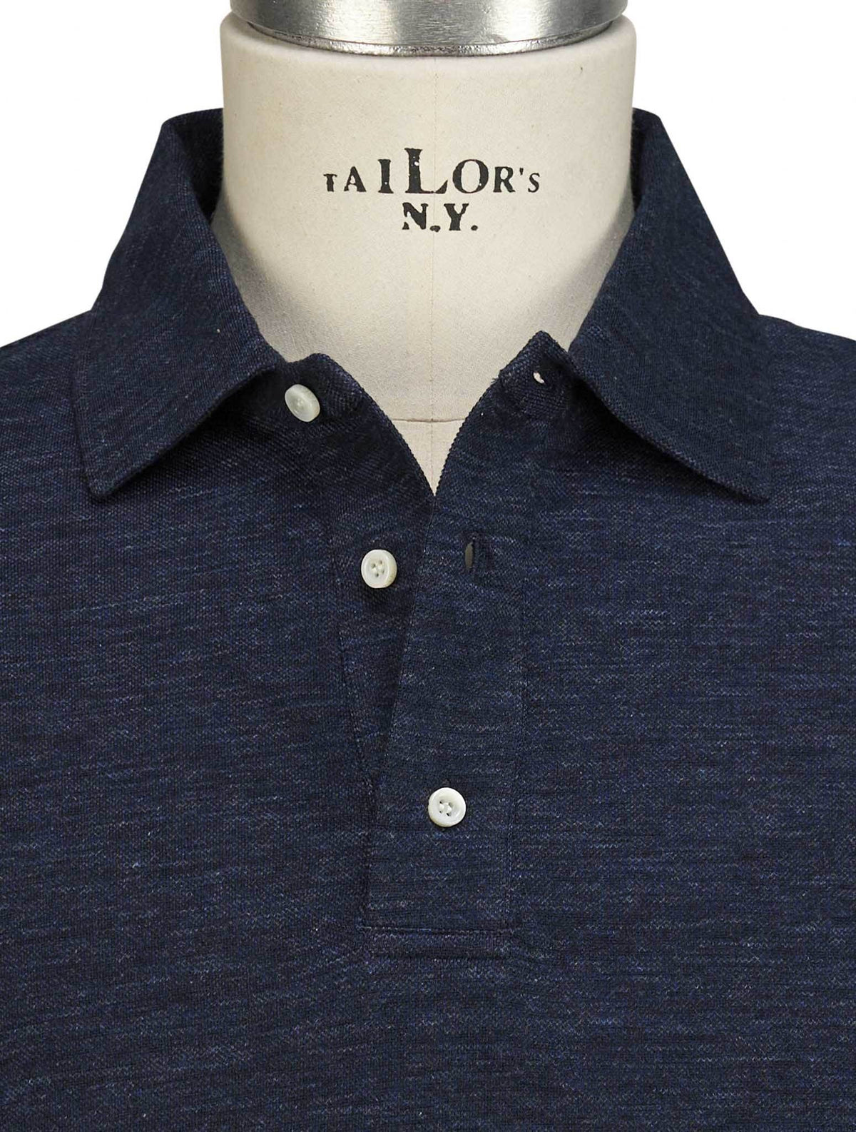 Isaia Blue Wool Cotton Polo
