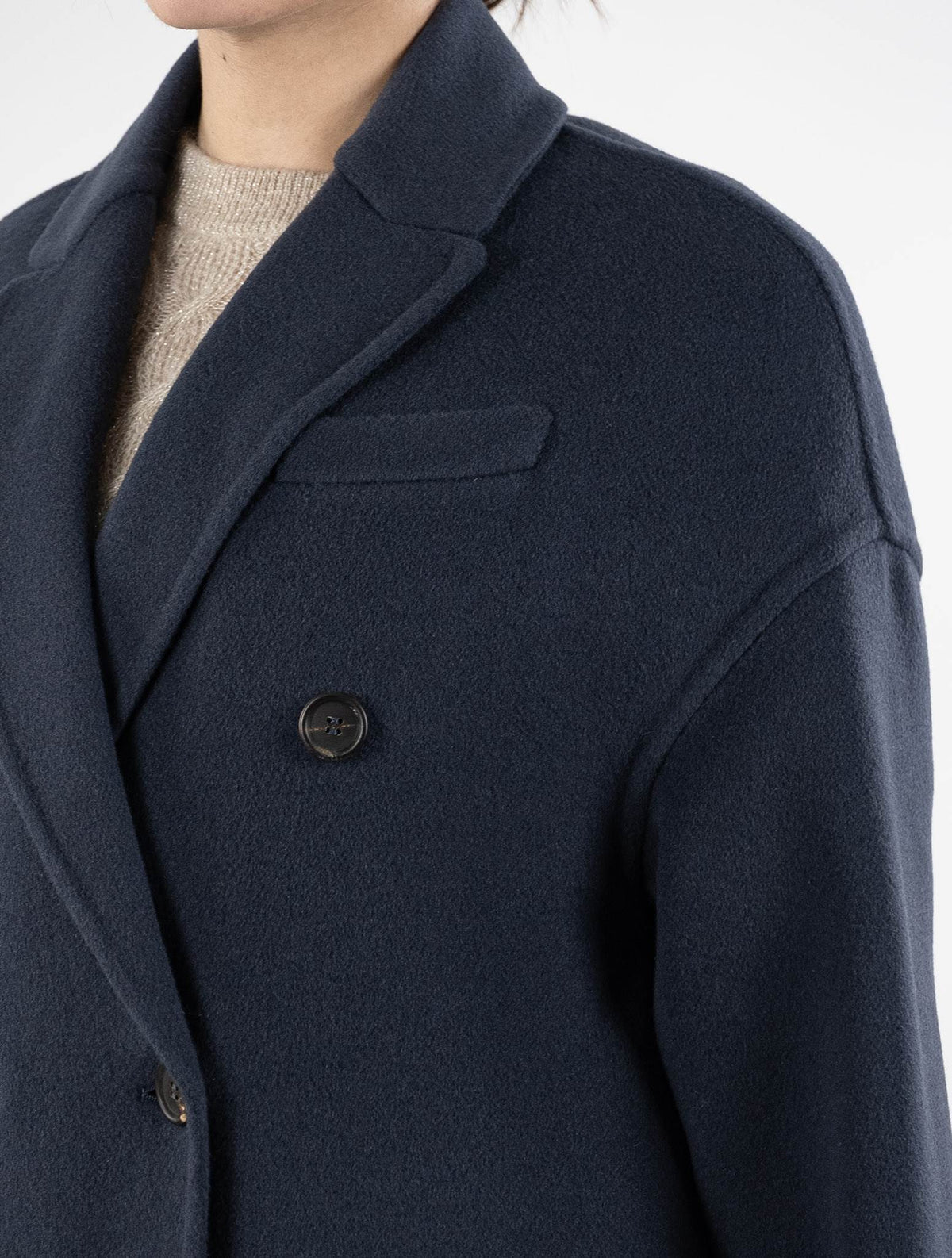 Brunello Cucinelli Blue Virgin Wool Cashmere Overcoat
