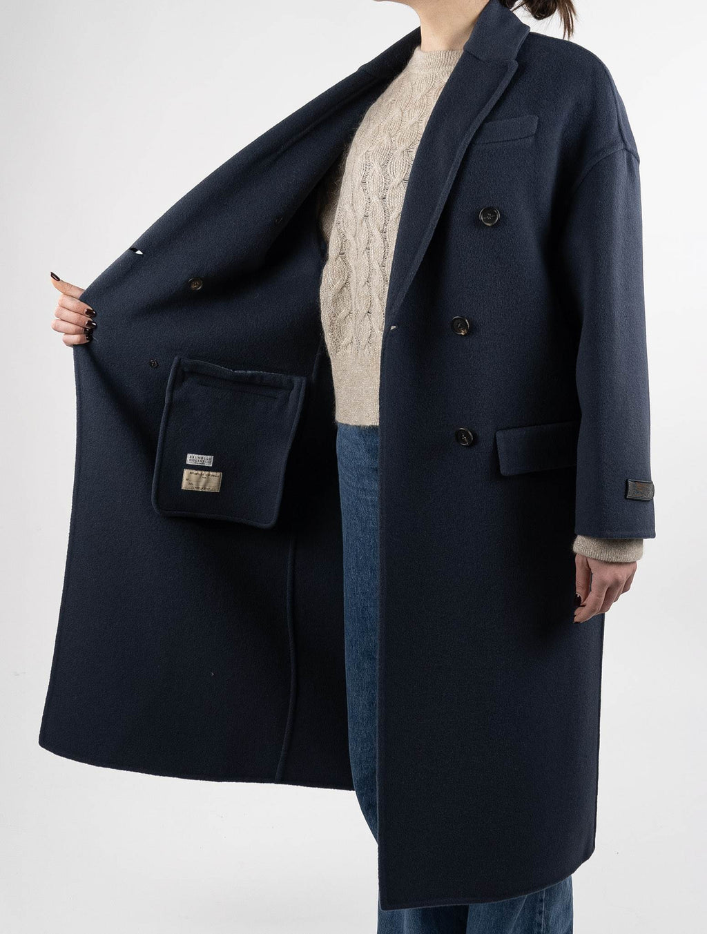 Brunello Cucinelli Blue Virgin Wool Cashmere Overcoat