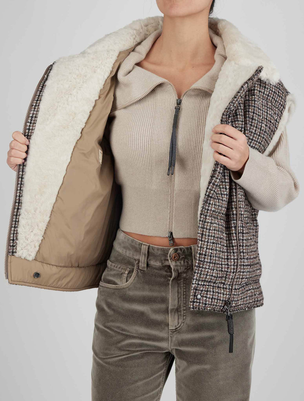 Brunello Cucinelli Multicolor Wool Alpaca Pl Coat Gilet Woman