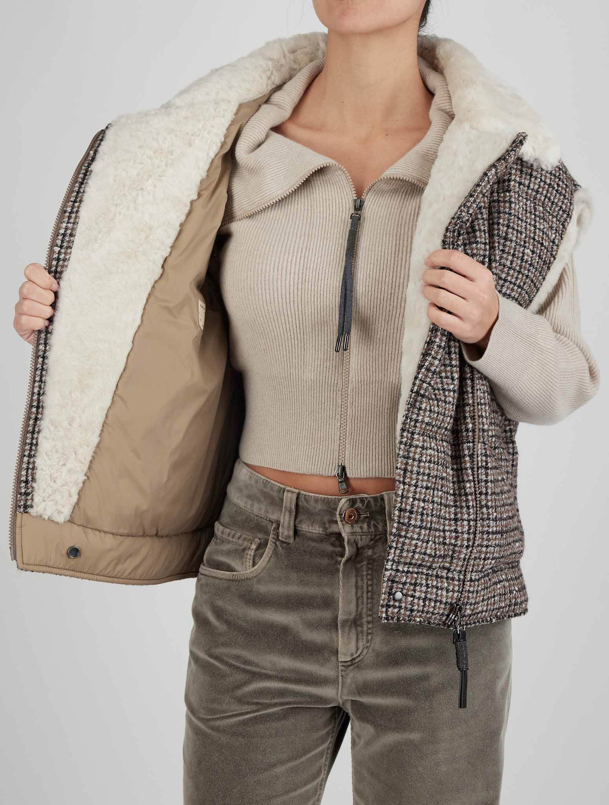 Brunello Cucinelli Multicolor Wool Alpaca Pl Coat Gilet Woman