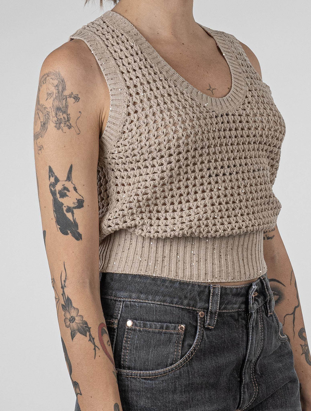 Brunello Cucinelli Brunello Cucinelli Beige Cotton Ea Tank Top Beige 001