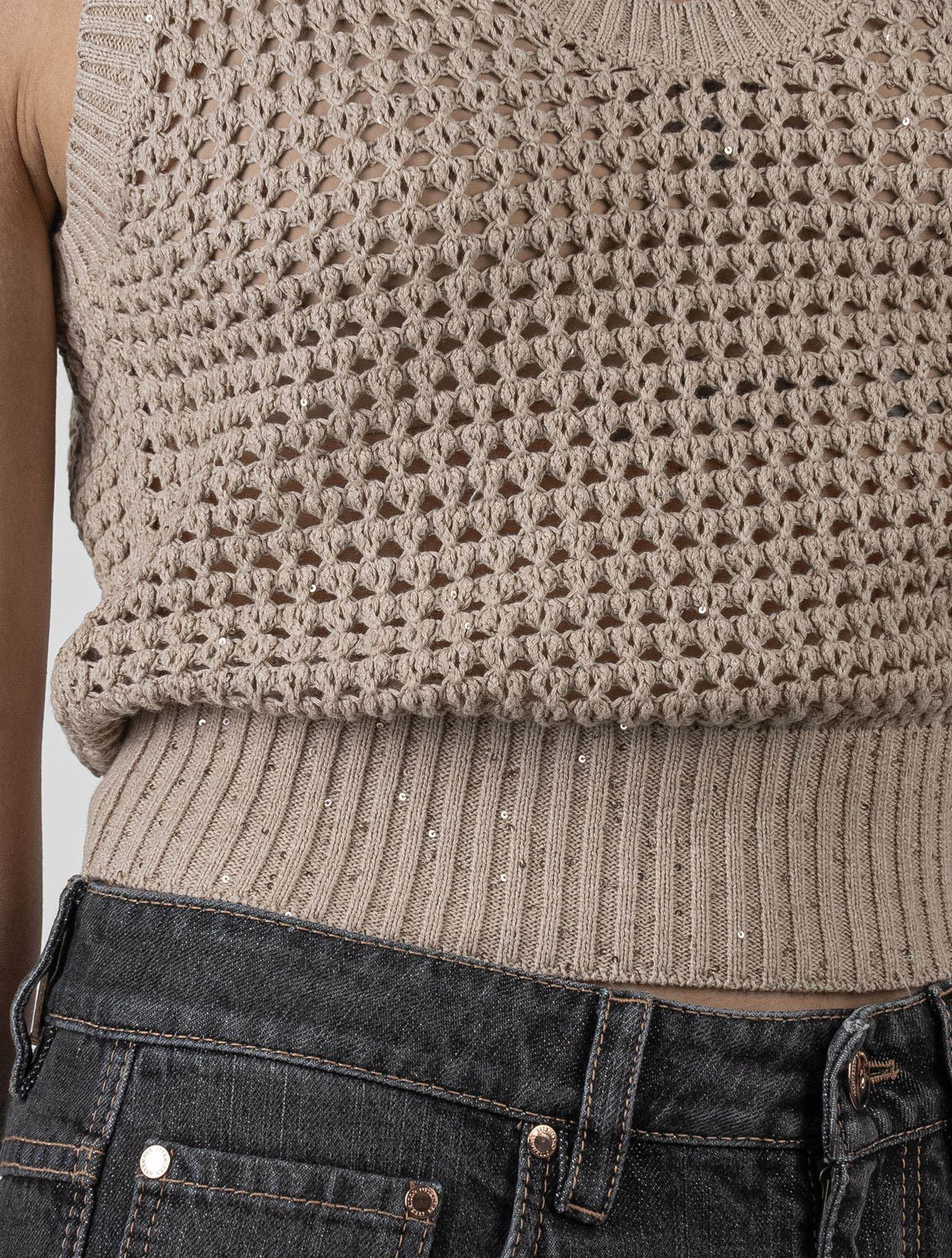 Brunello Cucinelli Beige Cotton Ea Tank Top