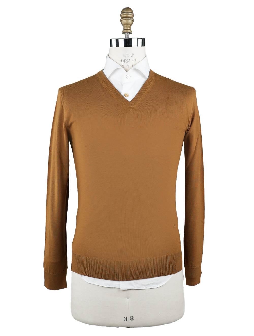 Isaia Light Brown Wool Sweater V-neck