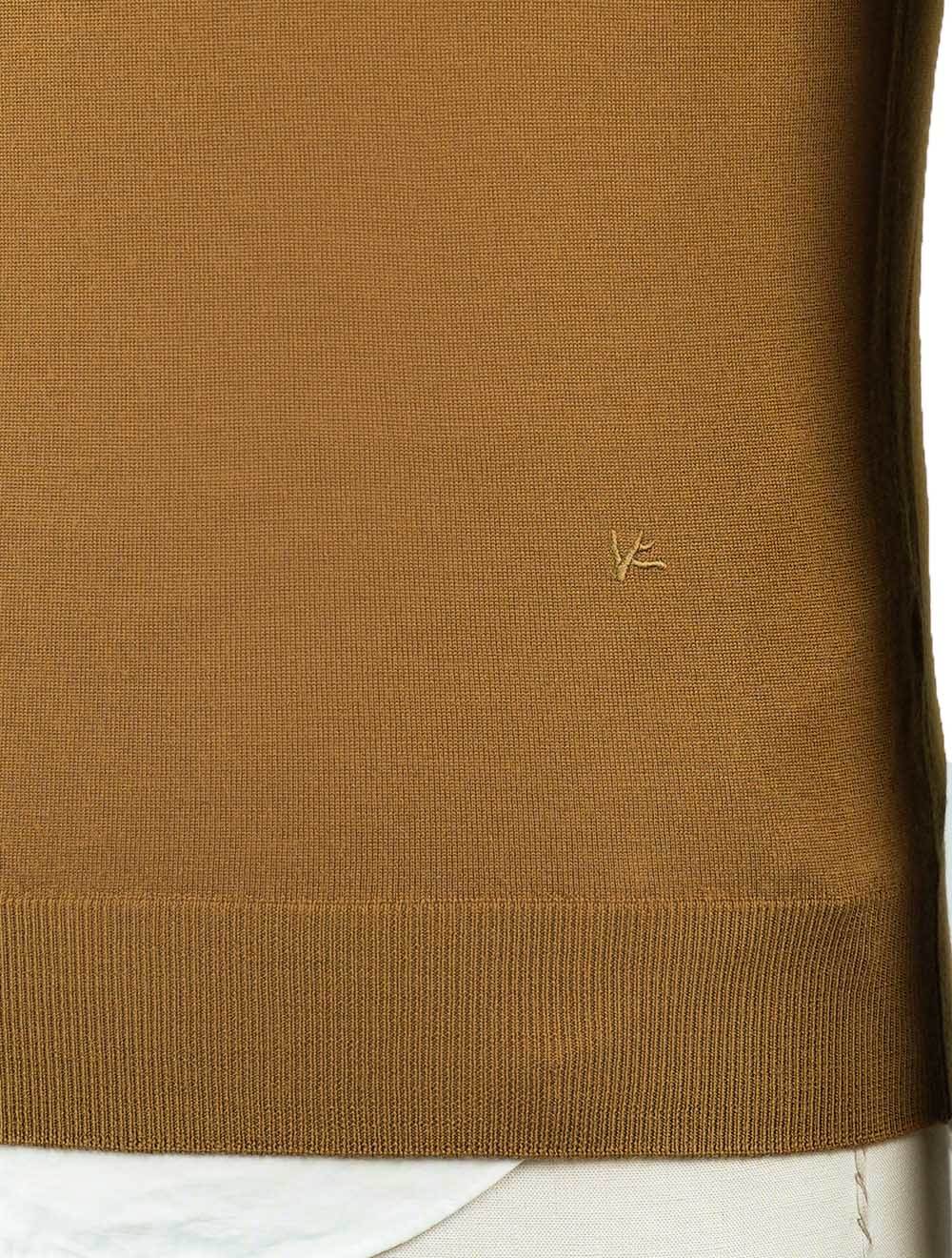 Isaia Light Brown Wool Sweater V-neck