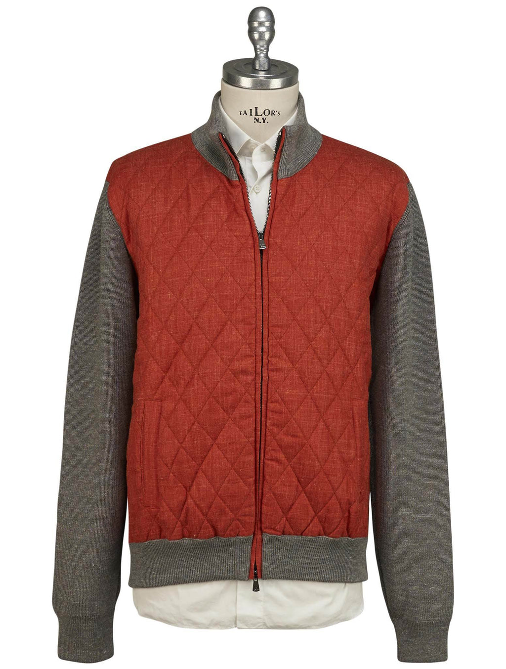 Isaia Isaia Gray Orange Wool Silk Linen Coat Orange / Gray 000