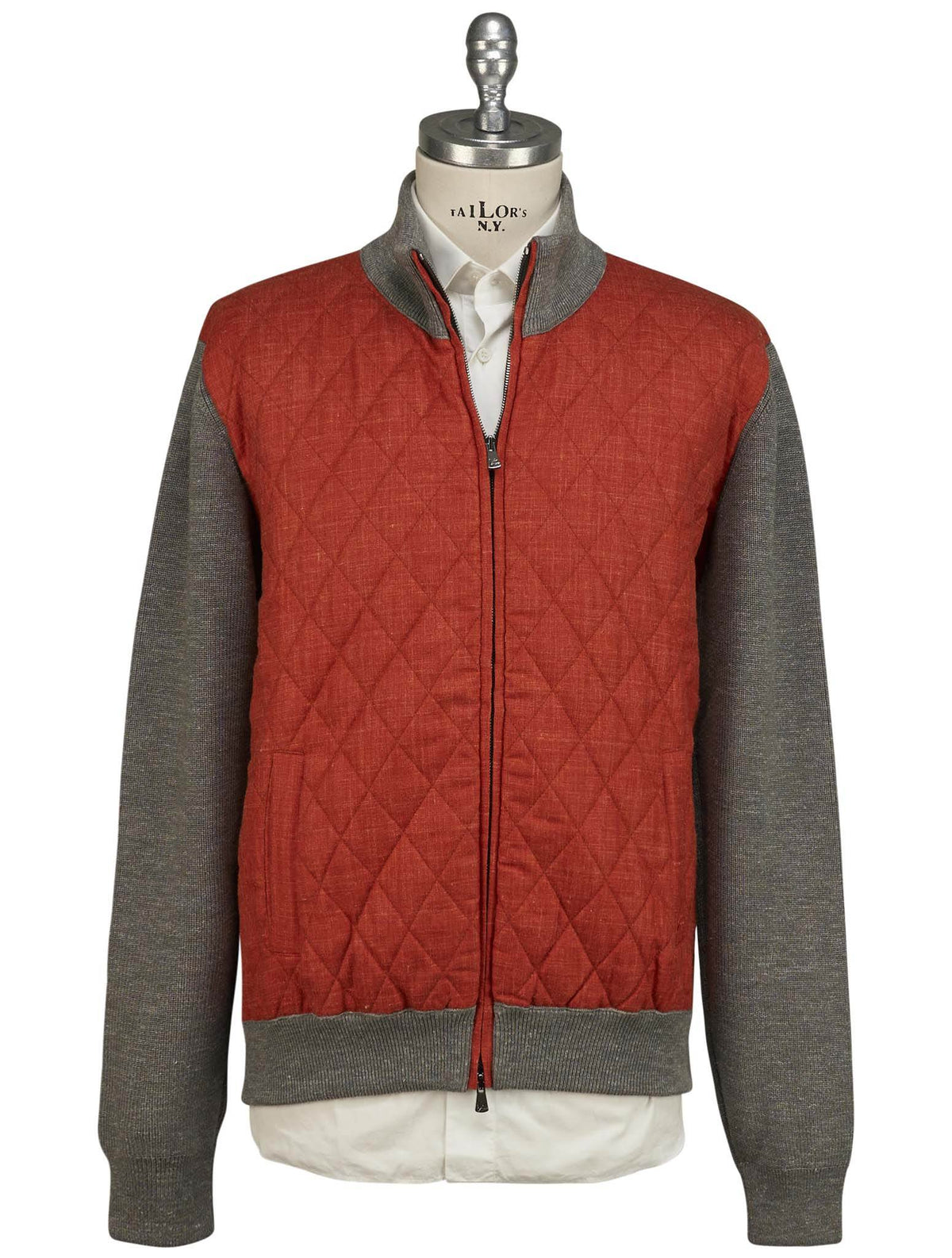 Isaia Gray Orange Wool Silk Linen Coat