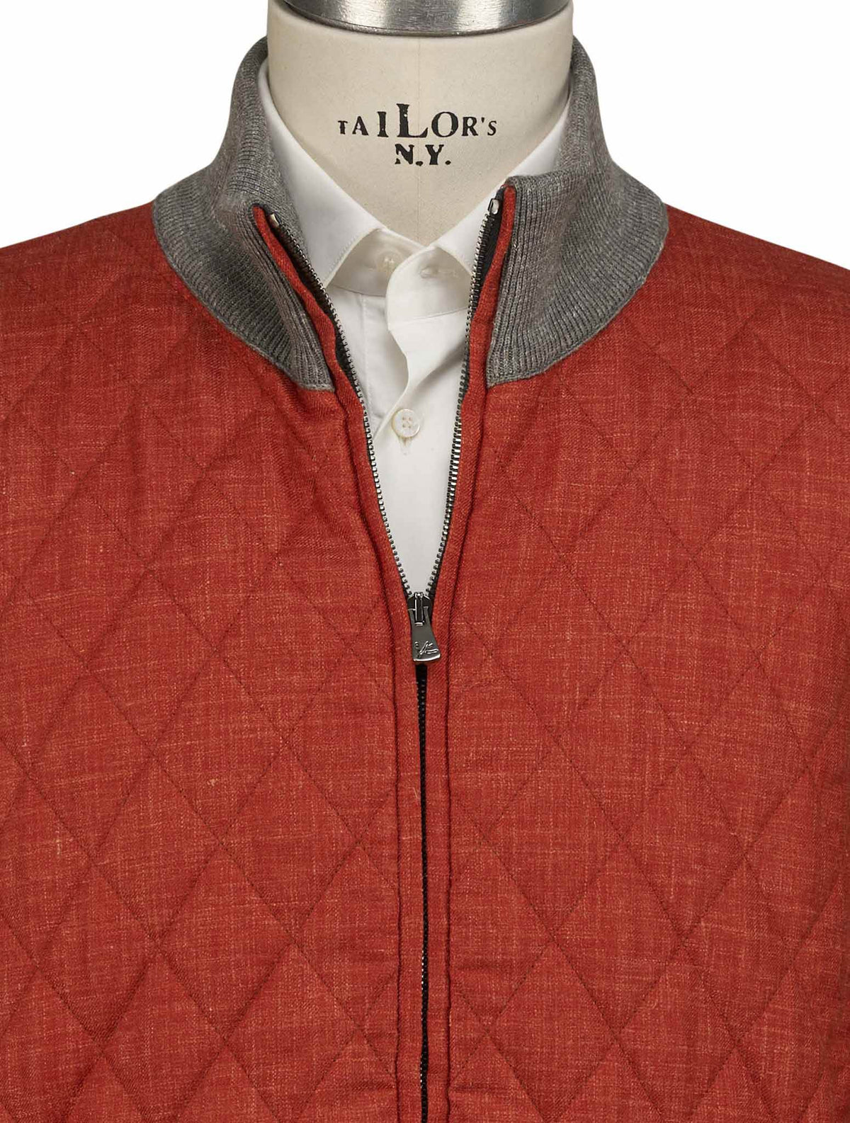 Isaia Gray Orange Wool Silk Linen Coat