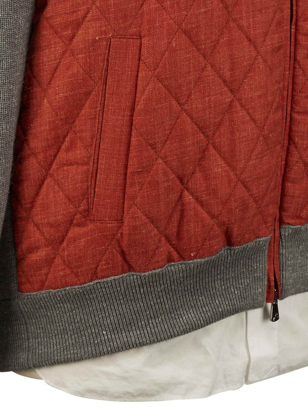 Isaia Gray Orange Wool Silk Linen Coat