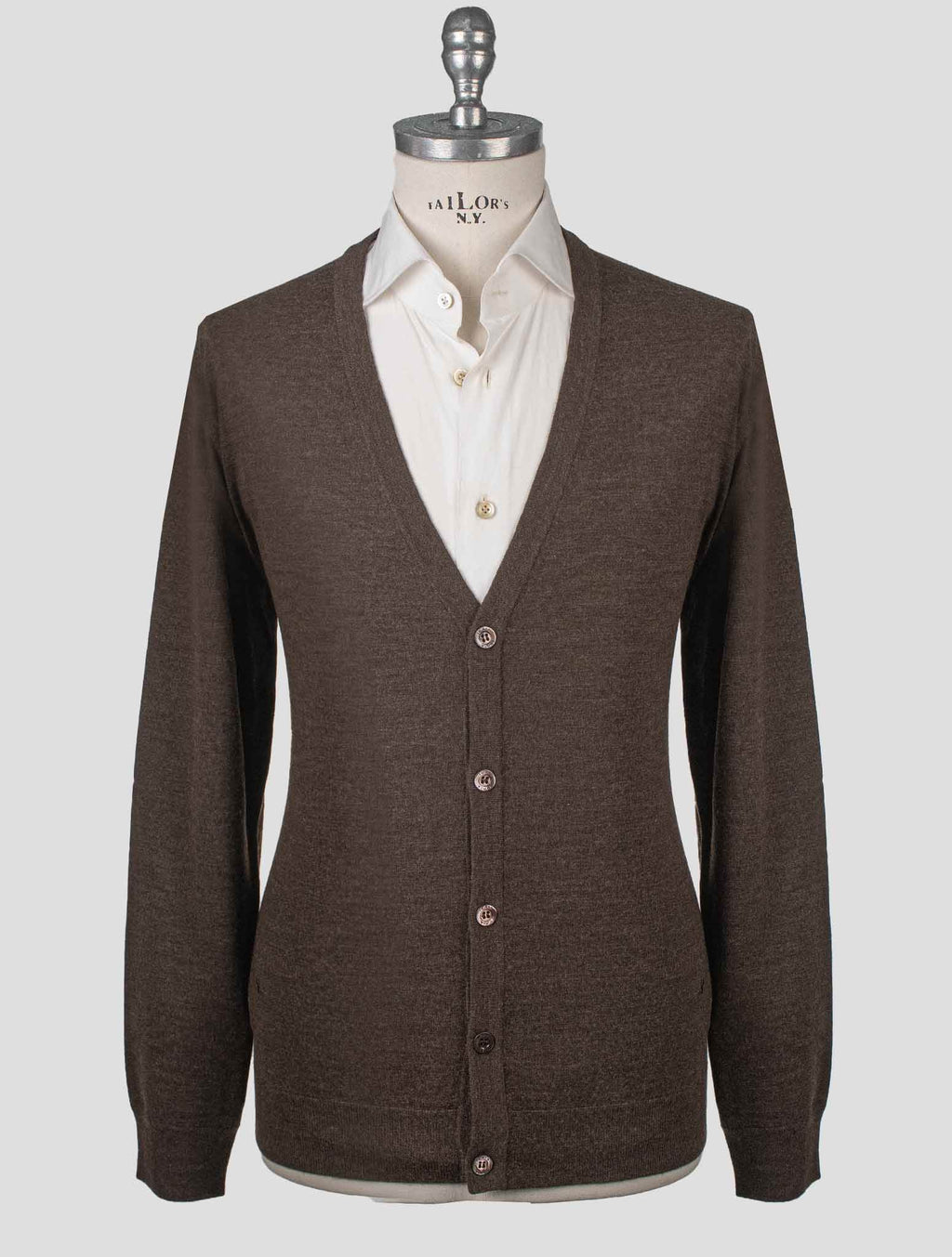 Isaia Brown Wool Sweater Cardigan