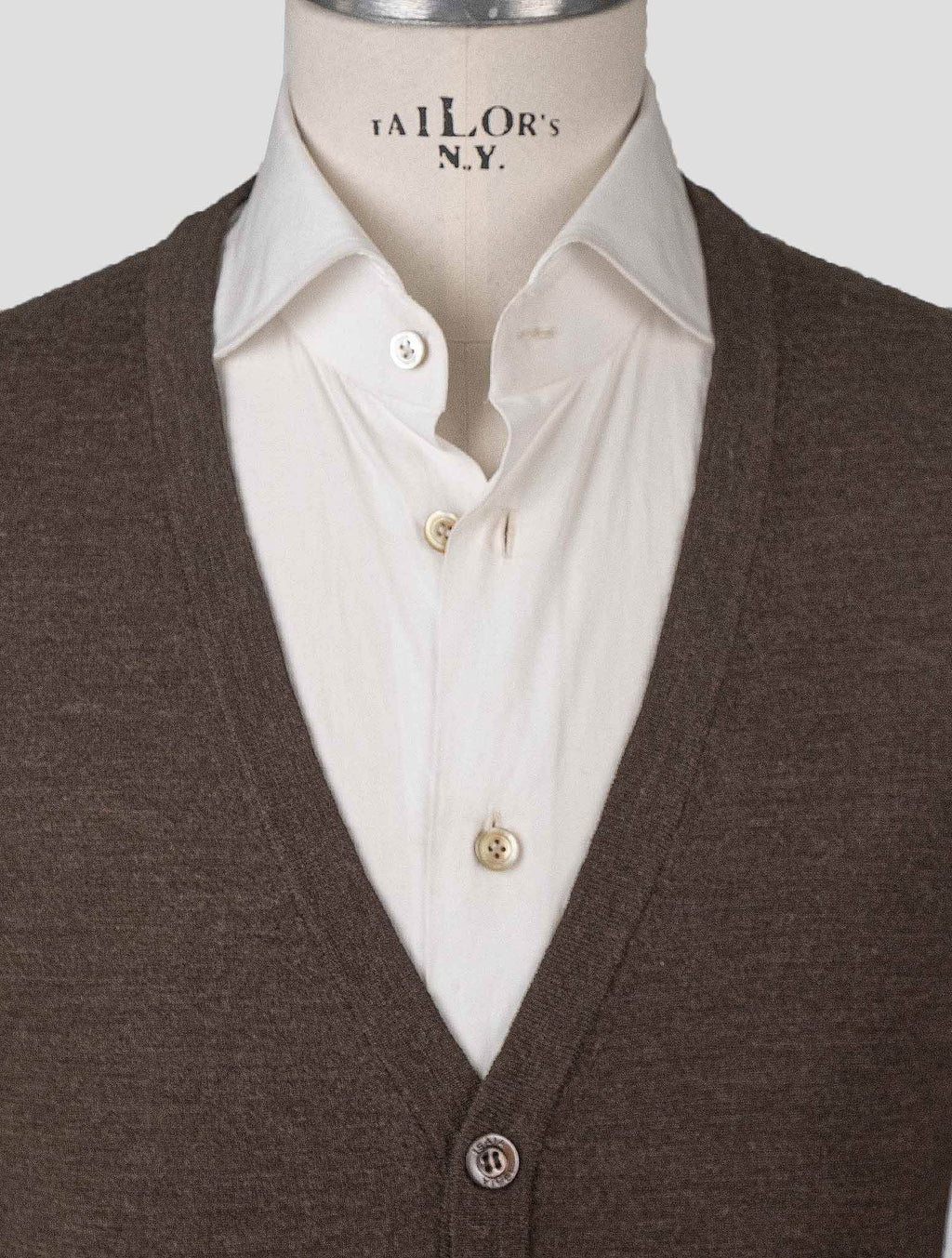 Isaia Brown Wool Sweater Cardigan