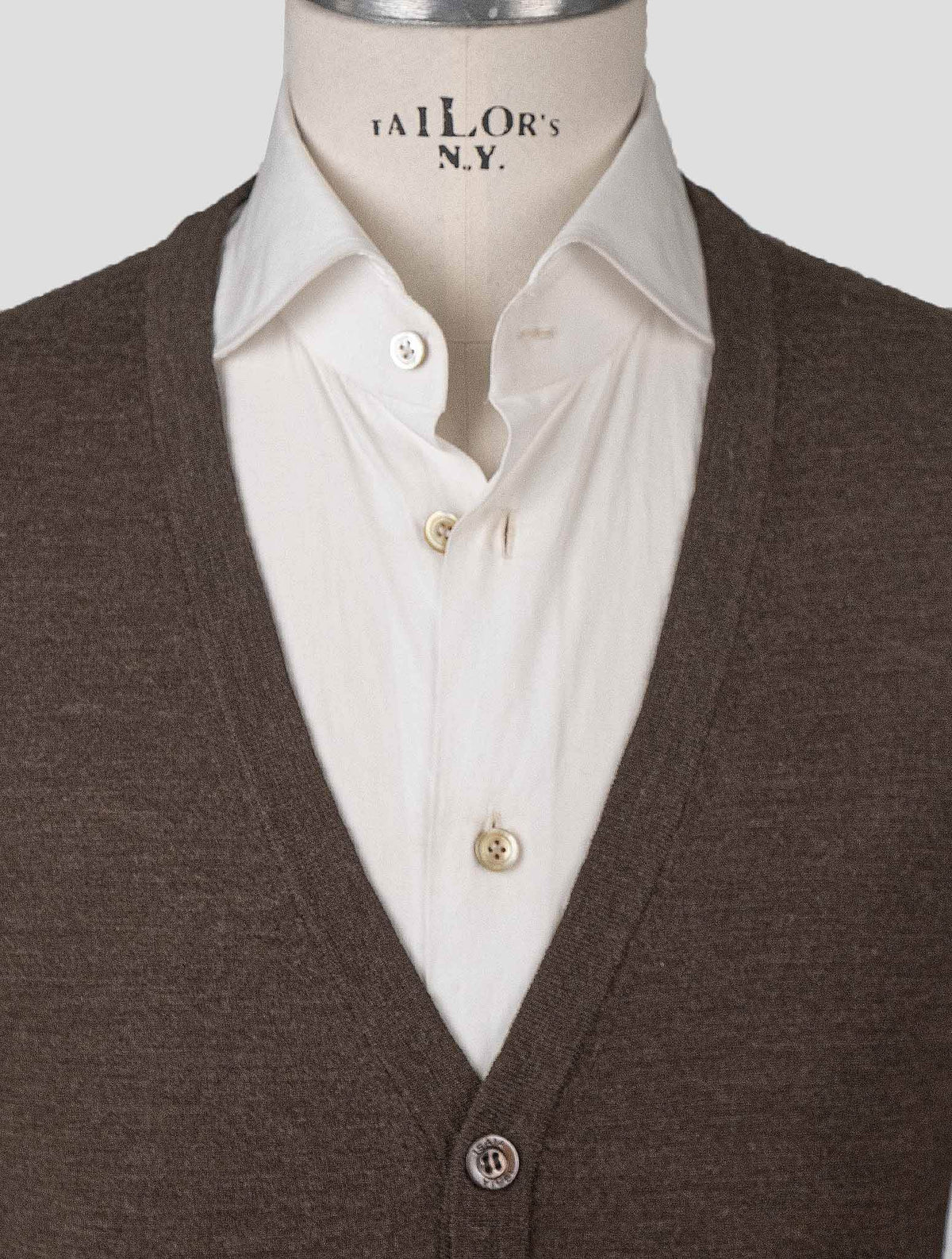Isaia Brown Wool Sweater Cardigan