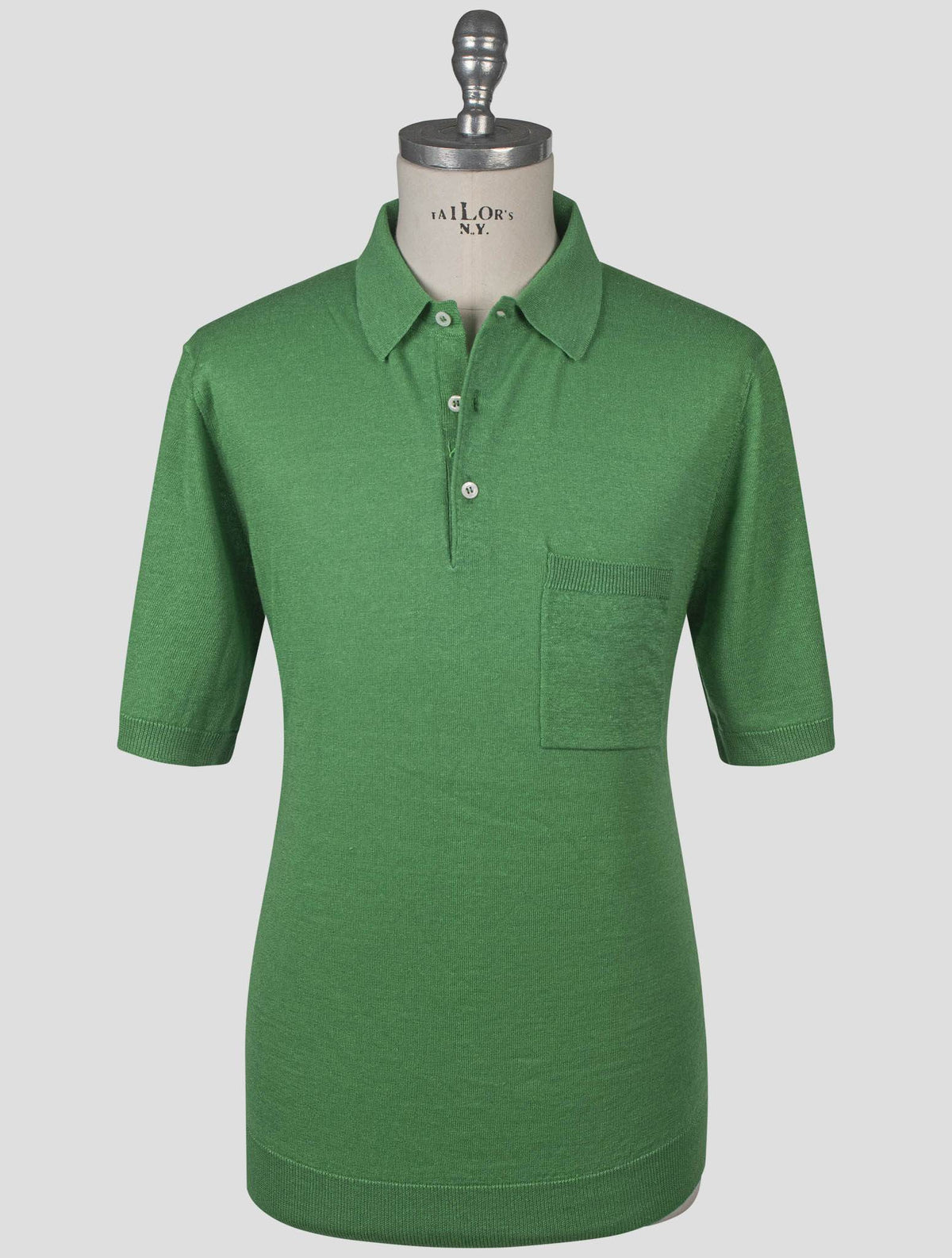 Isaia Green Linen Cashmere Polo