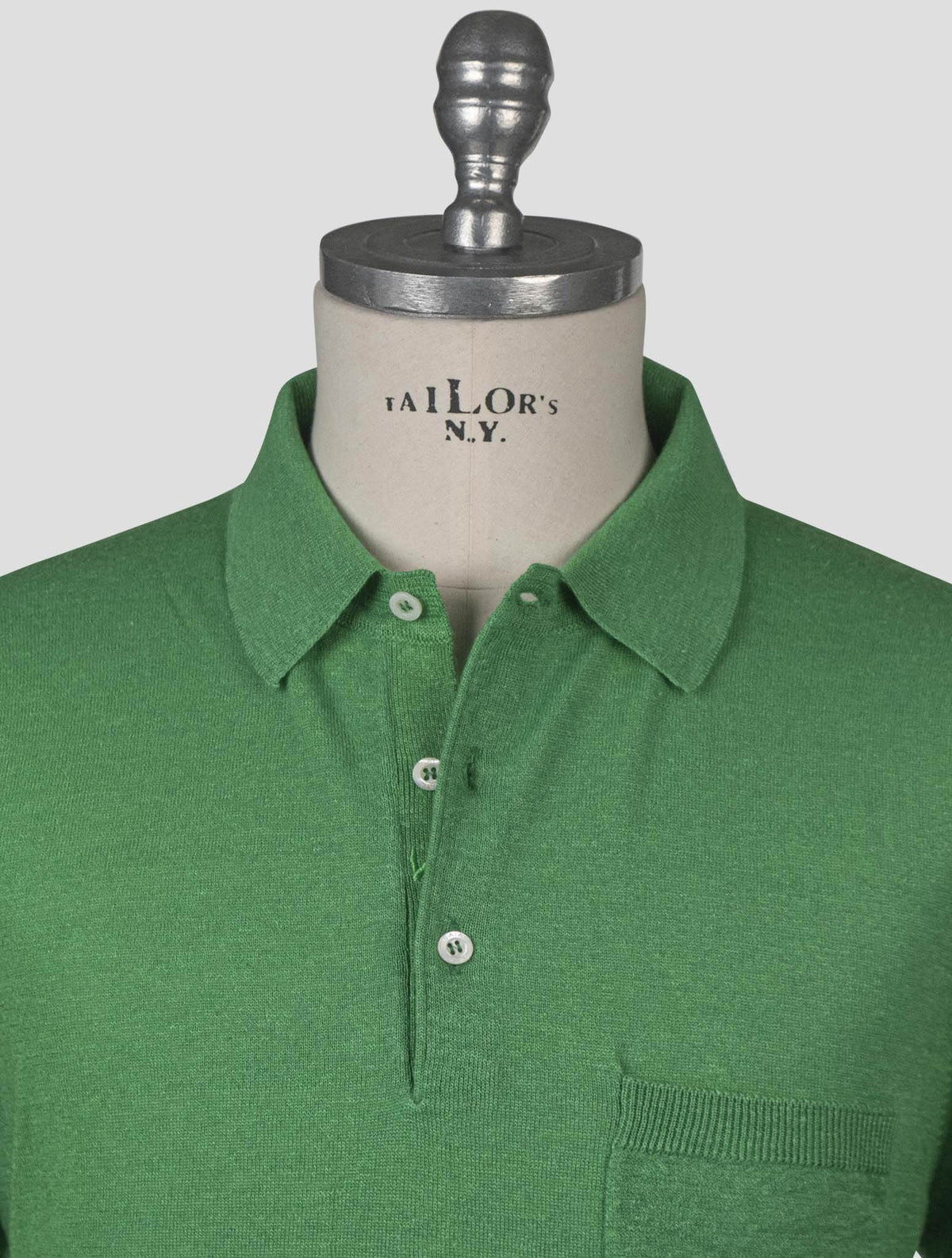 Isaia Green Linen Cashmere Polo