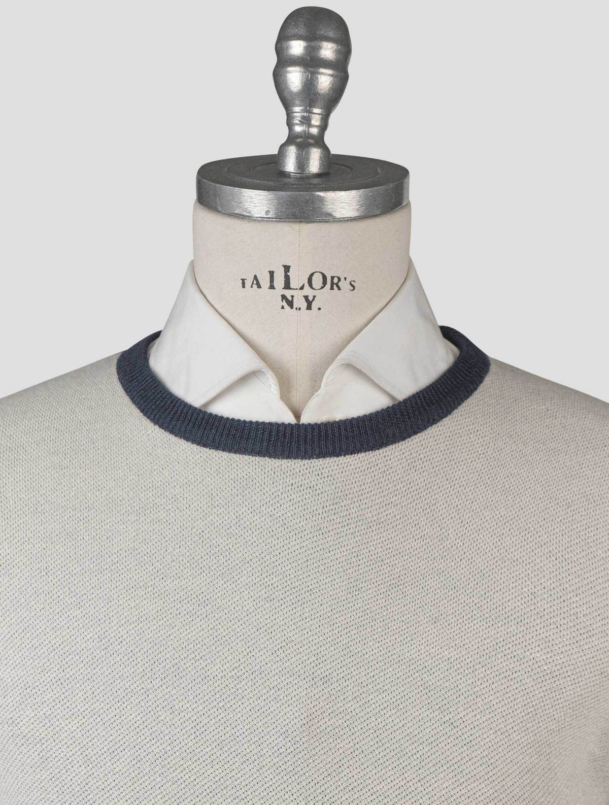 Isaia Blue White Silk Cashmere Sweater Crewneck