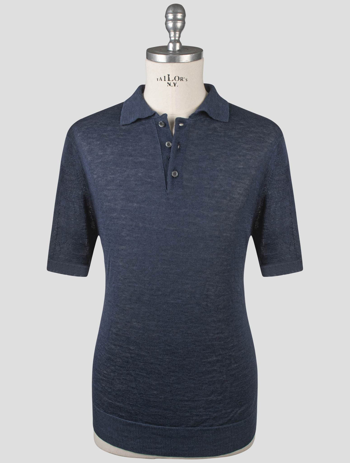 Isaia blue Linen Silk Polo