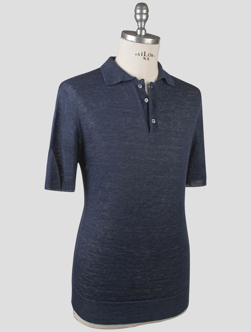 Isaia Isaia blue Linen Silk Polo Blue 001