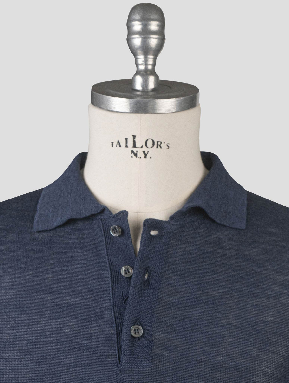 Isaia blue Linen Silk Polo
