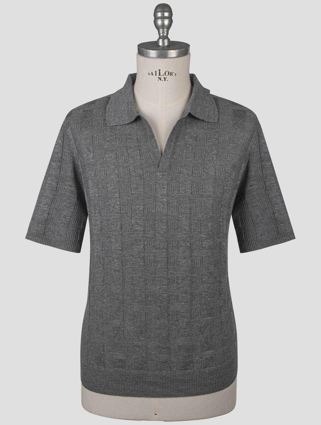 Isaia Gray Linen Silk Polo