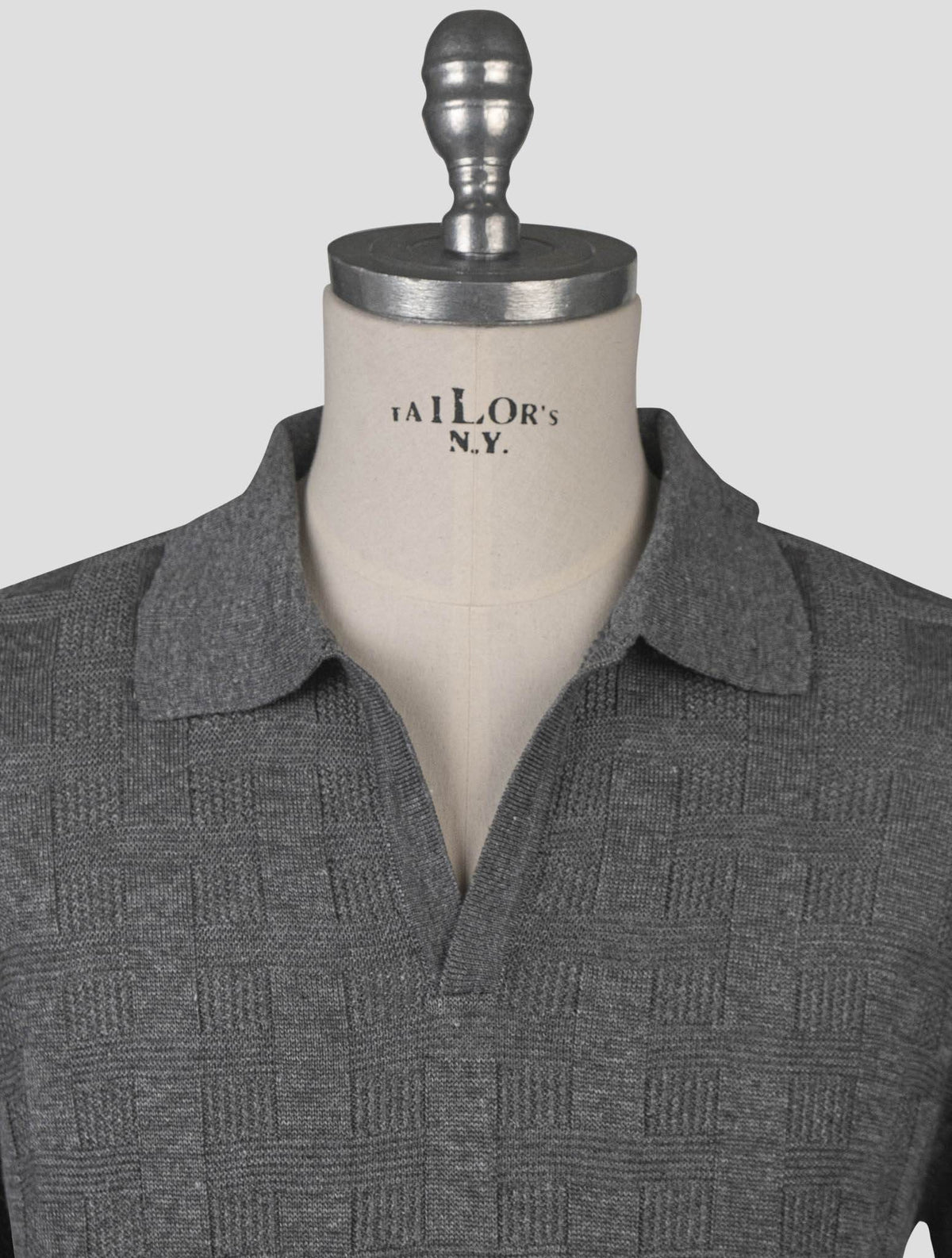 Isaia Gray Linen Silk Polo