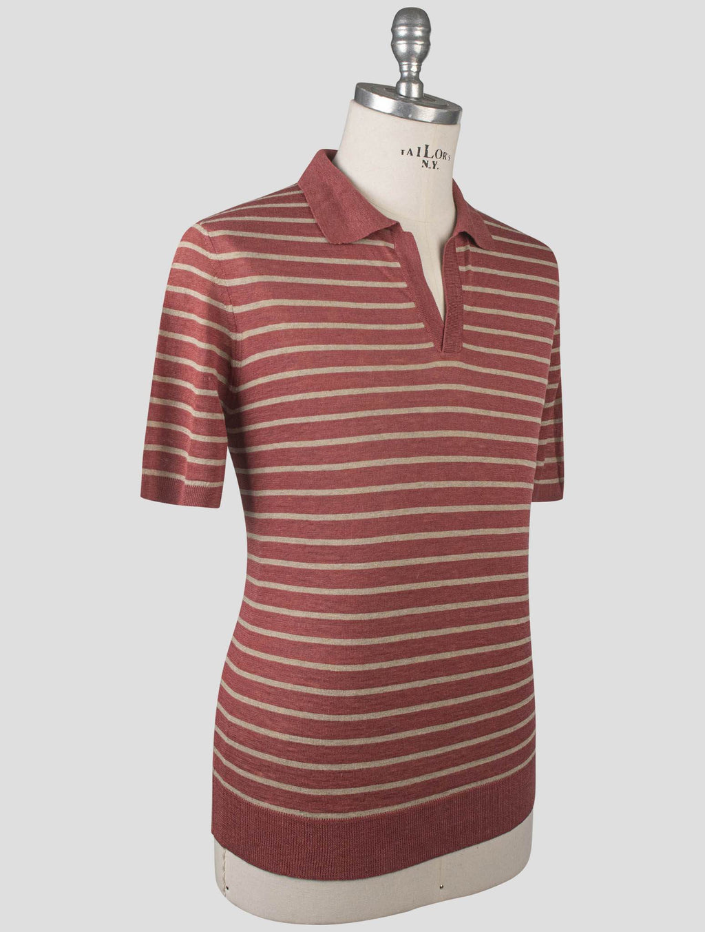 Isaia Isaia Red Beige Linen Silk Polo Red / Beige 001