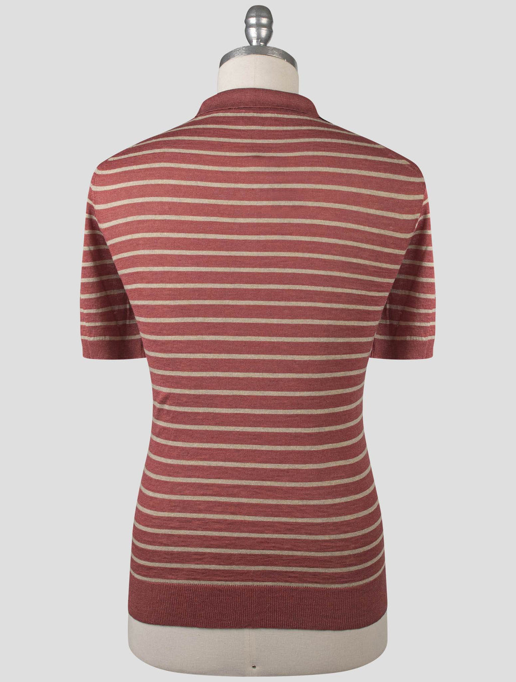 Isaia Red Beige Linen Silk Polo