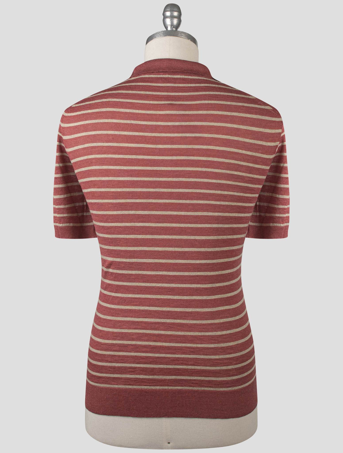 Isaia Red Beige Linen Silk Polo