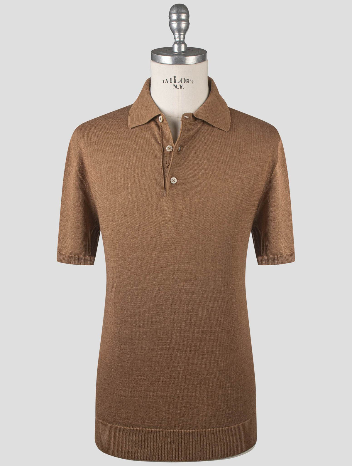 Isaia Brown Linen Cotton Polo