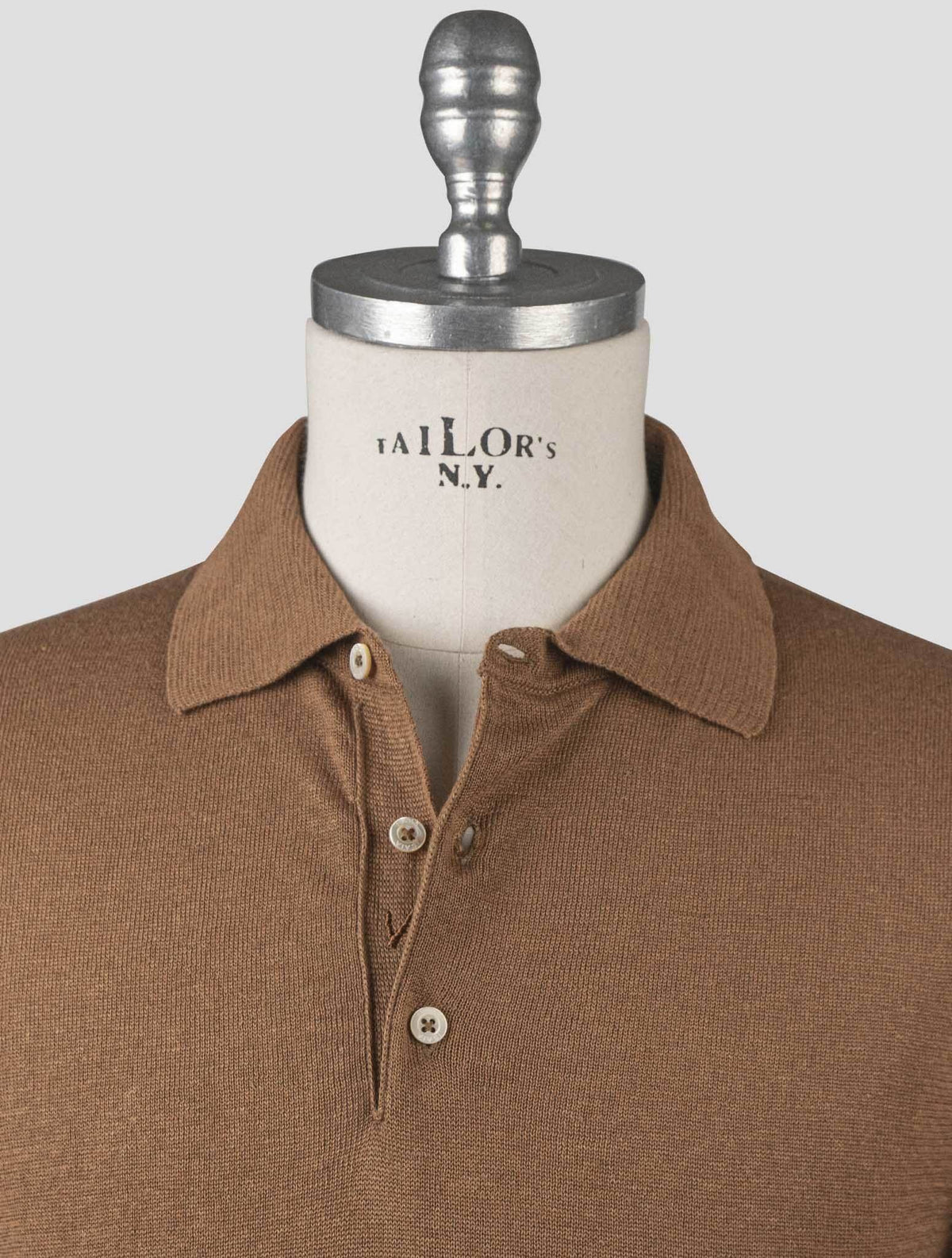 Isaia Brown Linen Cotton Polo