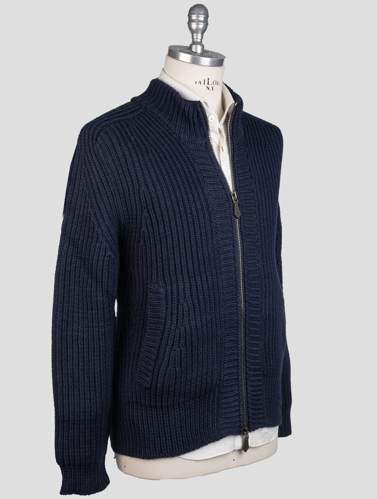 Isaia Isaia Dark Blue Wool Sweater Bomber Dark Blue 001
